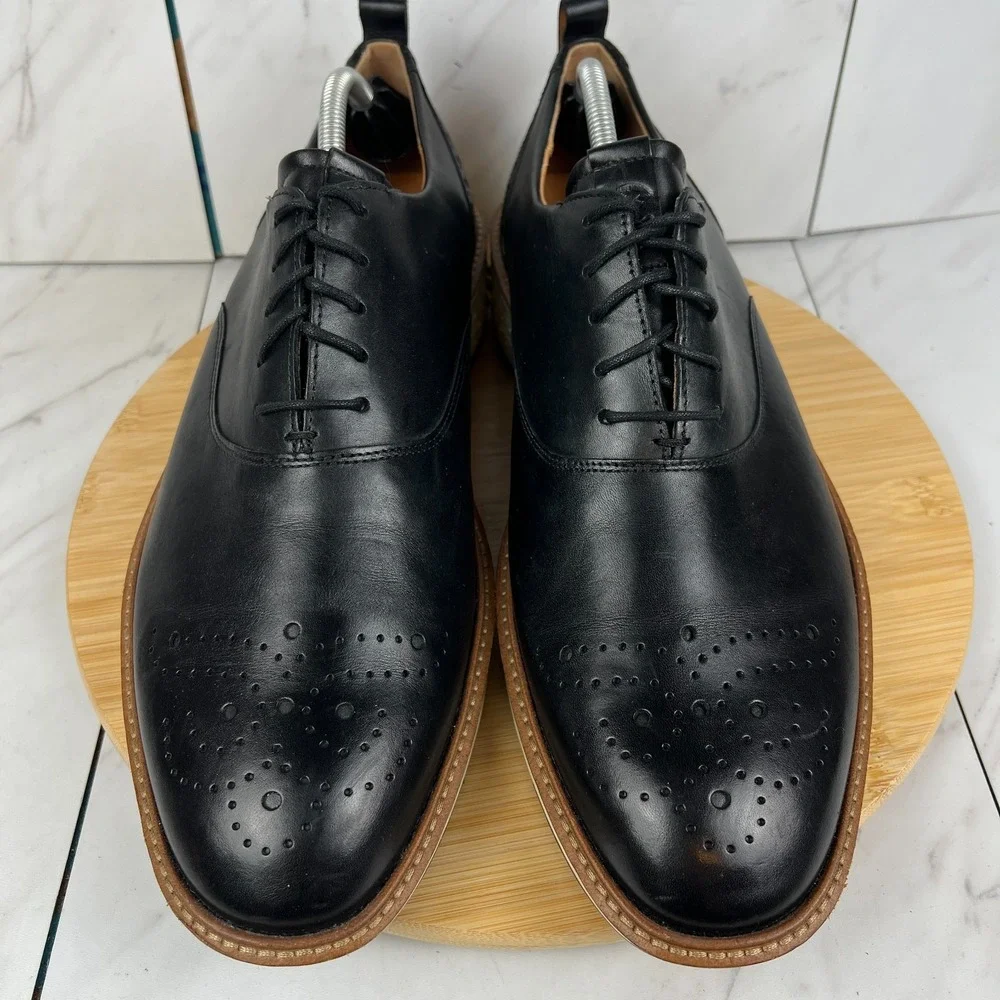 ECCO ST1 Hybrid Mens Size 14 [EU 48] Black Leather Derby Oxford Wingtip Shoes